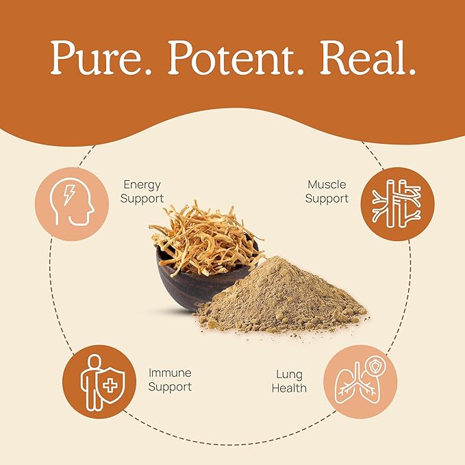 Real Mushrooms Cordyceps Mushroom Powder, 120 Capsules