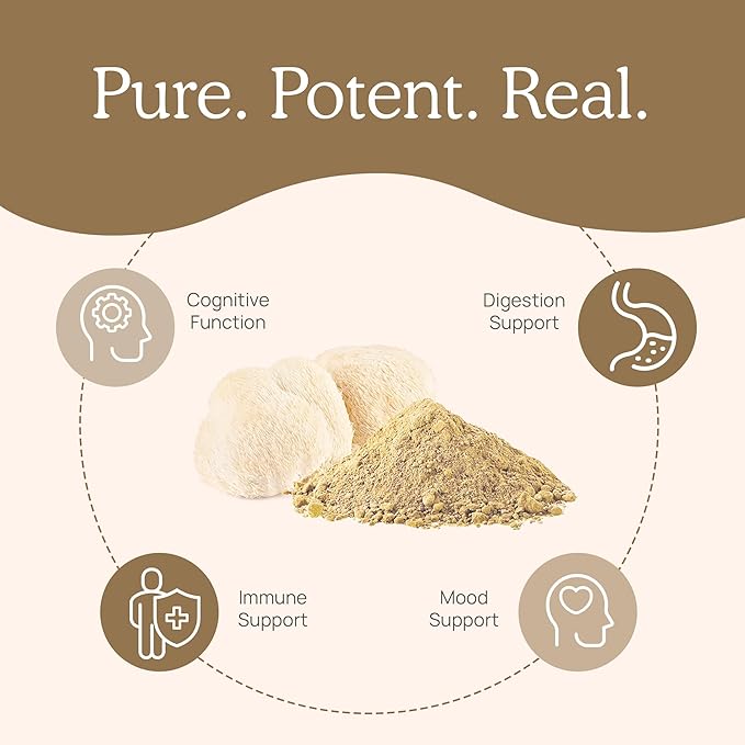 Real Mushrooms Lion's Mane Mushroom Powder, 120 Capsules