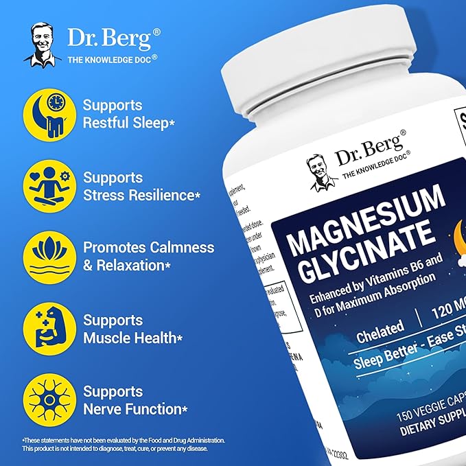 Dr. Berg Maximum Strength 4-in-1 Chelated Magnesium Glycinate, 150 capsules