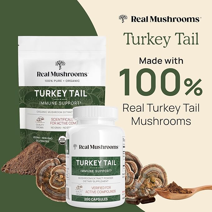 Real Mushrooms Turkey Tail Mushroom Extract, 90 Capsules