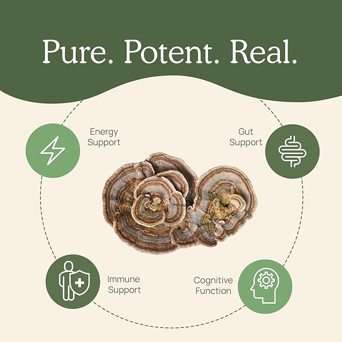 Real Mushrooms Turkey Tail Mushroom Extract, 90 Capsules
