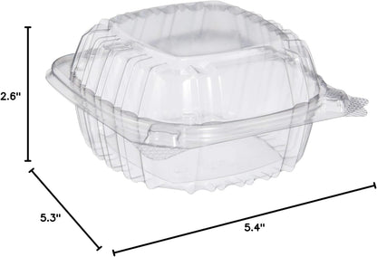 DART C53PST1 OPS 5 in Clear Hinged Container, 5.3 X 5.4 in (Case of 500)