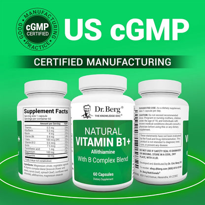 Dr. Berg Natural Vitamin B1 B6 B12 Complex, 60 Capsules