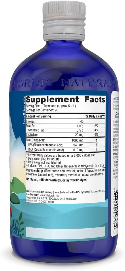 Nordic Naturals Arctic Cod Liver Oil, Orange - 16 oz