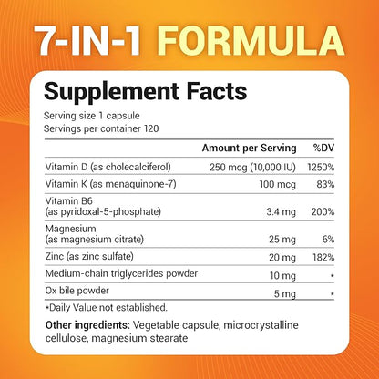 Dr. Berg D3/K2 10,000 IU Vitamin Supplement, 120 Capsules