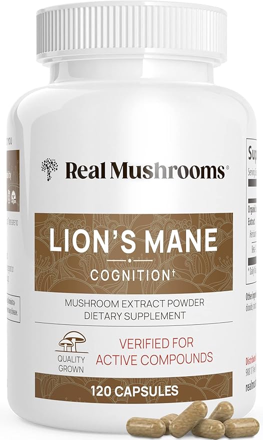 Real Mushrooms Lion's Mane Mushroom Powder, 120 Capsules