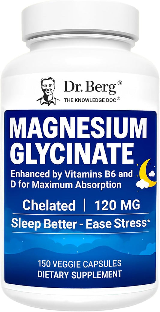 Dr. Berg Maximum Strength 4-in-1 Chelated Magnesium Glycinate, 150 capsules