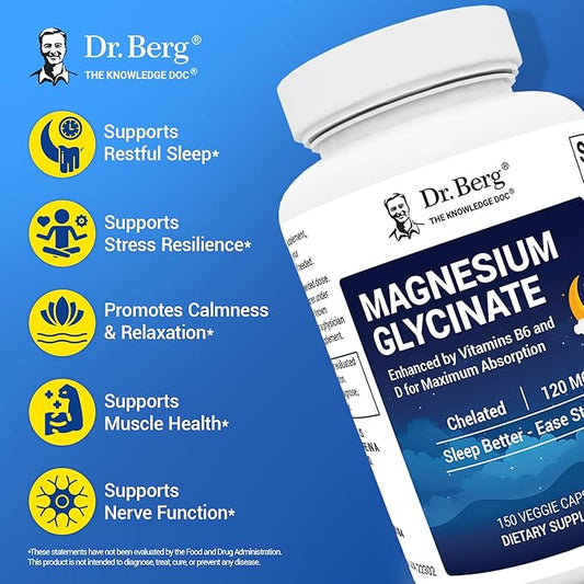 Dr. Berg Maximum Strength 4-in-1 Chelated Magnesium Glycinate, 150 capsules