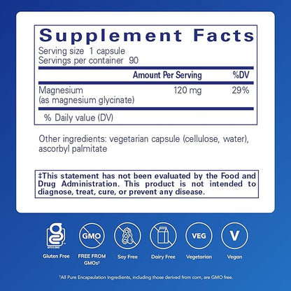 Pure Encapsulations Magnesium (Glycinate) - Supplement, 90 Capsules