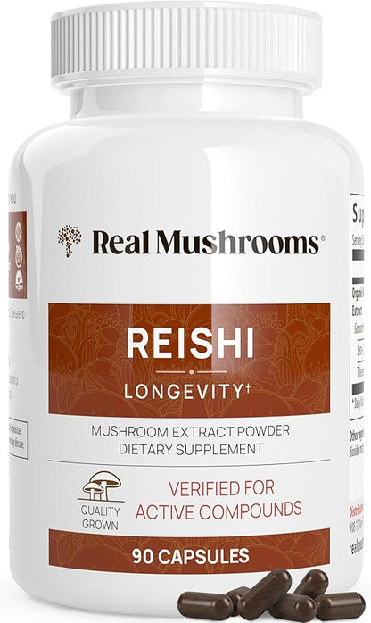 Real Mushrooms Reishi Mushroom Extract, 90 Capsules