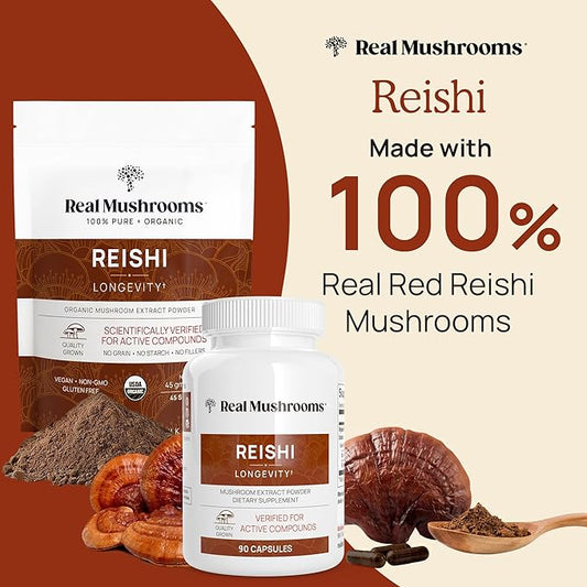 Real Mushrooms Reishi Mushroom Extract, 90 Capsules