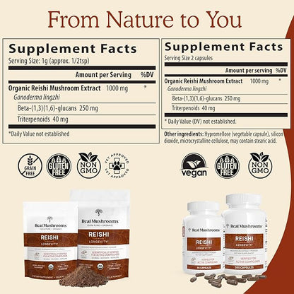 Real Mushrooms Reishi Mushroom Extract, 90 Capsules