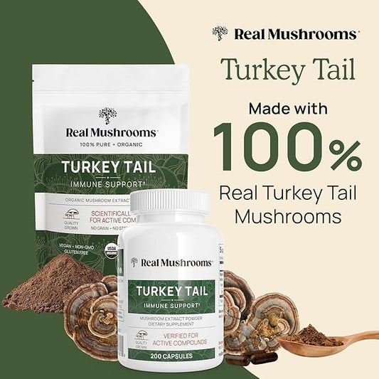 Real Mushrooms Turkey Tail Mushroom Extract, 90 Capsules